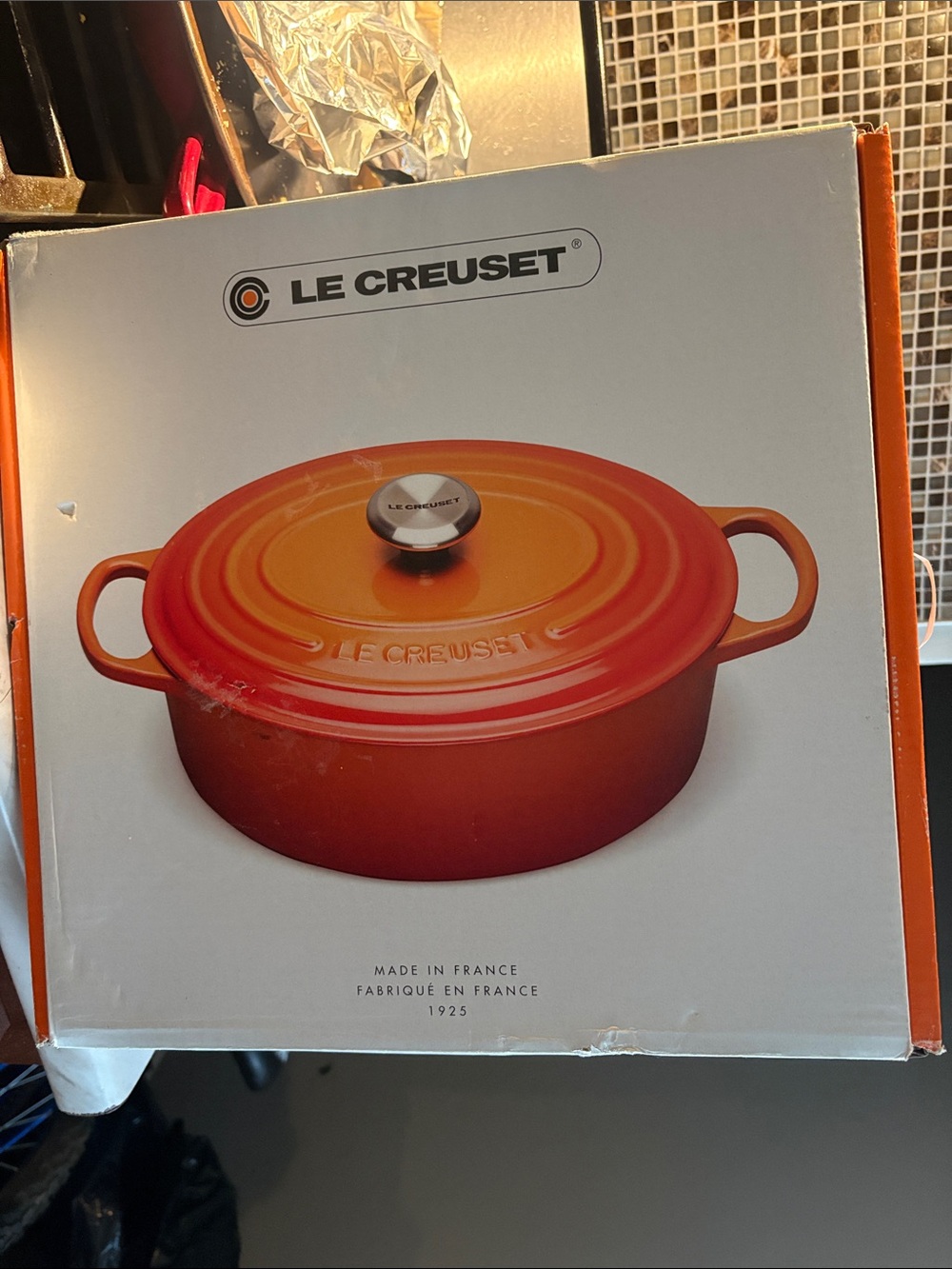 Le Creuset Orange Low Round Dutch Oven with Lid